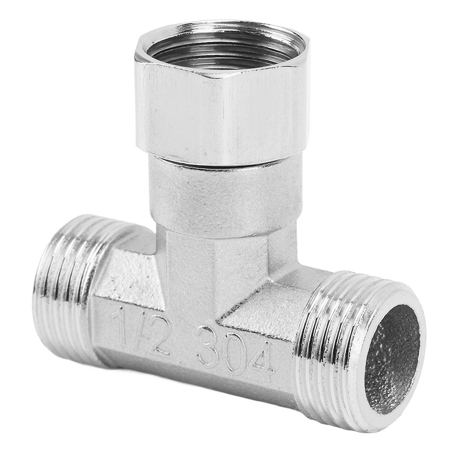304 Stainless Steel 3 Way Tee Pipe Fitting G1/2 Hose Adapter for Water Air, Center Female Thread