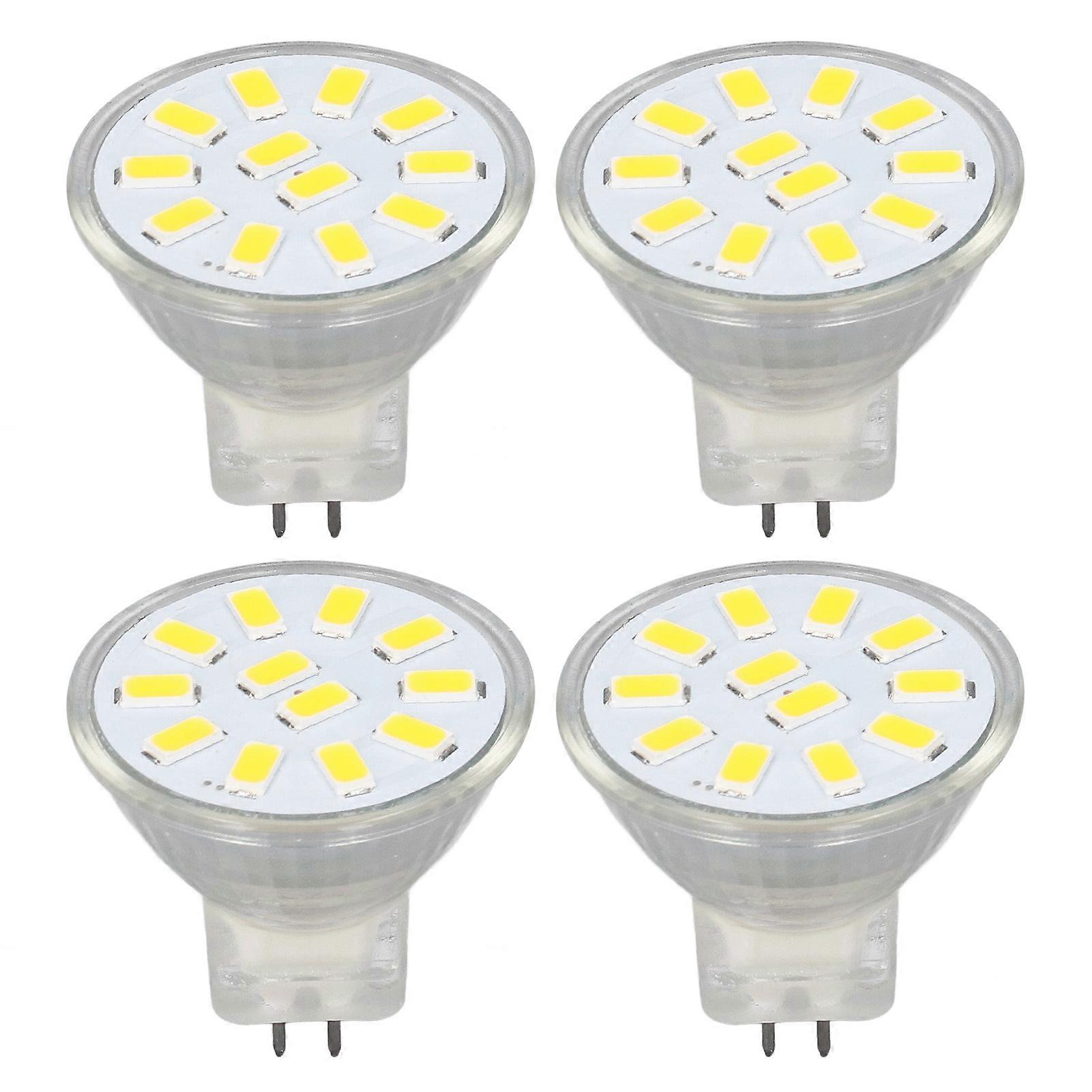 4pcs MR11 LED Spot Light Bulb 3W Warm White Dual Needle Base 360° Heat Dissipation 12 LEDs Lamp for Display and Accent Lighting
