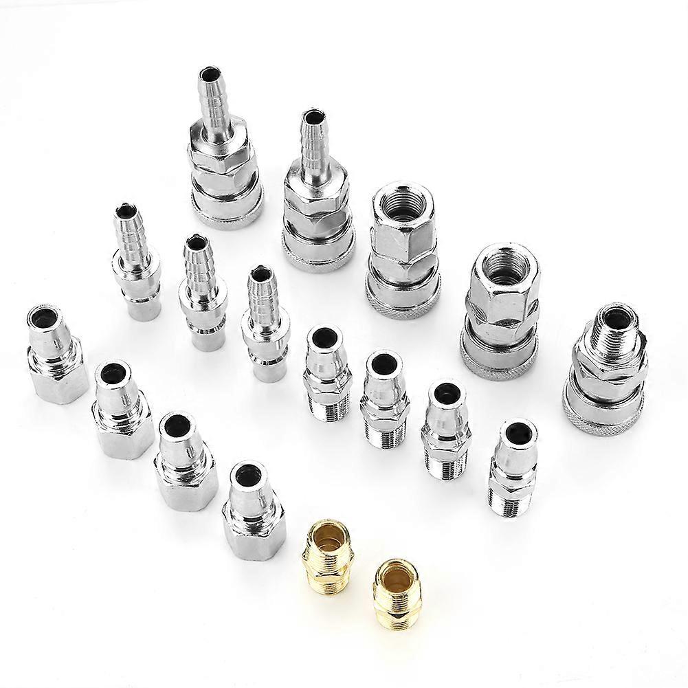 18 Pieces Line Hose Air Compressor Connector, Air Compressor Accessories Kit Quick Release Assembly Set 1/4" Pneumatic Iron Parts 80YU7