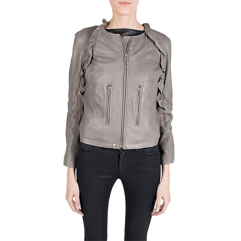 Diesel L-heze Womens Biker Jacket Leather Slim Fit Winter Co