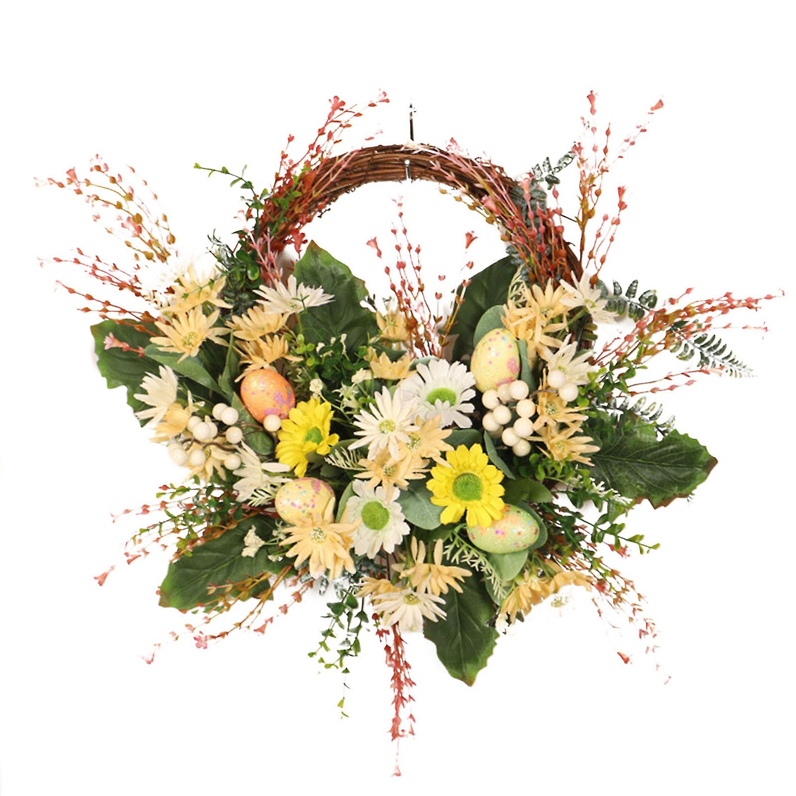 Yellow Artificial Daisy Half Wreath for Easter Front Door Decor