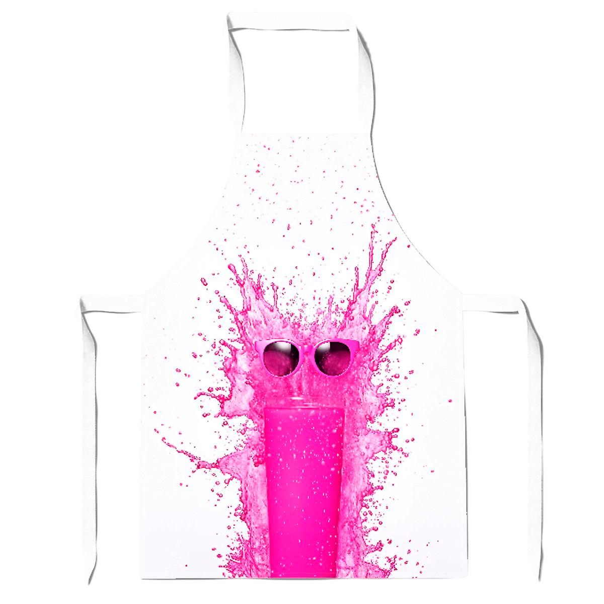 Pink Splashart Glass With Glasses Apron