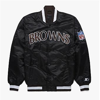 Classic Nfl Cleveland Browns Satin Varsity Vintage Bomber...