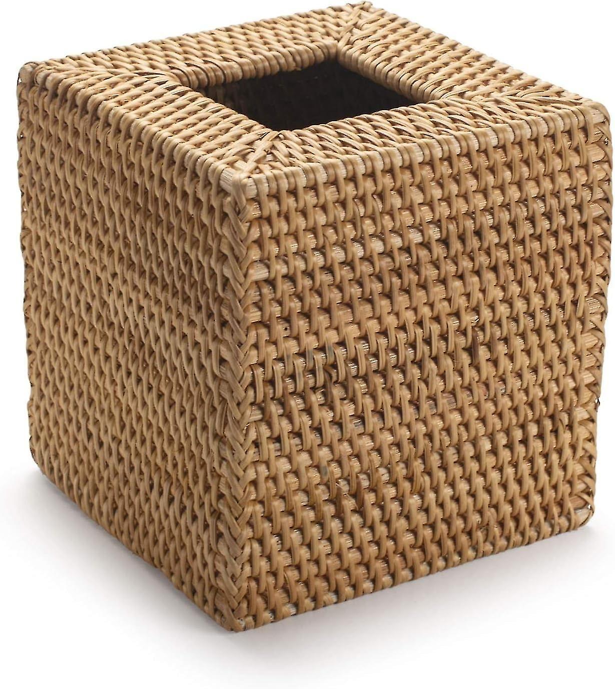 Nature Woven Rattan Tissue Box for Home Office and Car Square