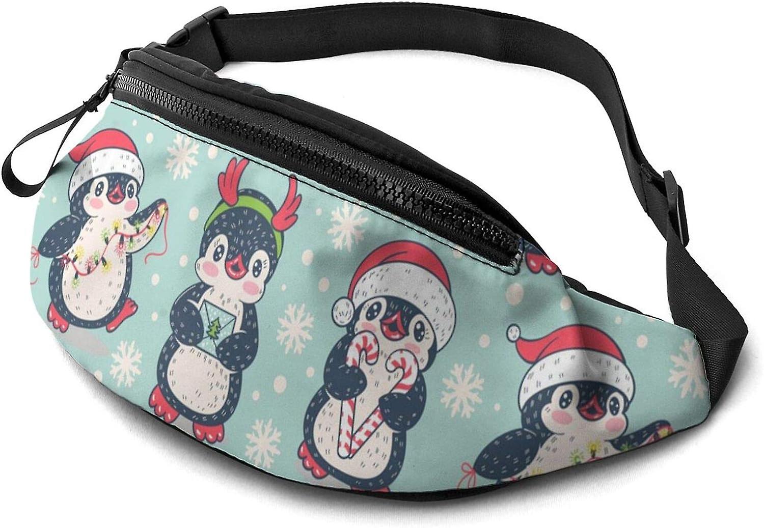 AR266 طيور البطريق لطيف فاني حزم قابل للتعديل حقيبة الخصر كروس بودي حزمة الورك للسفر والجري ركوب الدراجات حزمة الورك