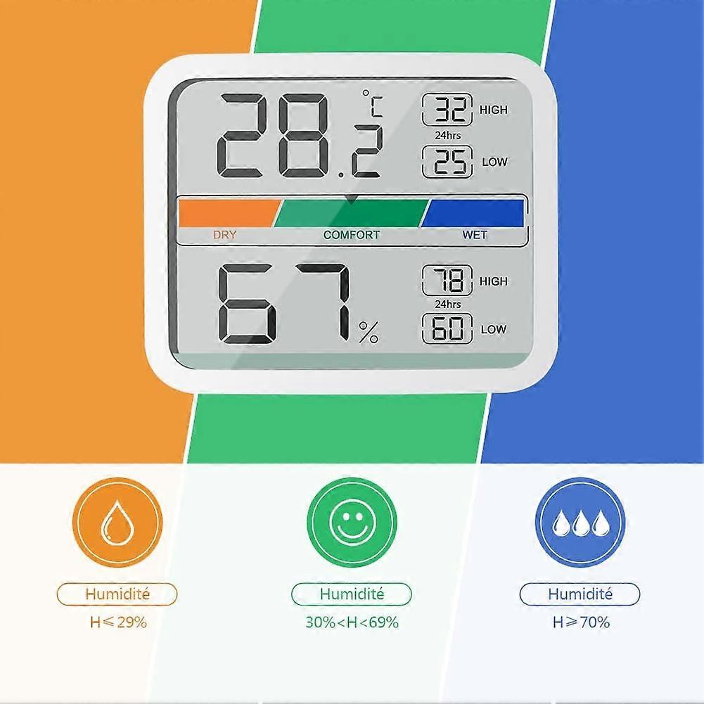Mini termometro da interno igrometro digitale monitor di temperatura e umidità con conversione ?? Valore massimo e minimo di temperatura e umidità (bianco