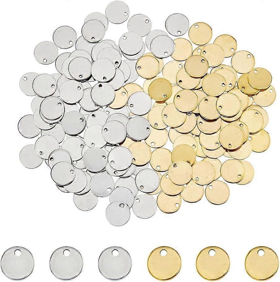 Multiple Sizes Small Blank Stamping Charms Bulk 2 Colors Flat Round Blank Charms Stainless Steel Coin Disc Charms