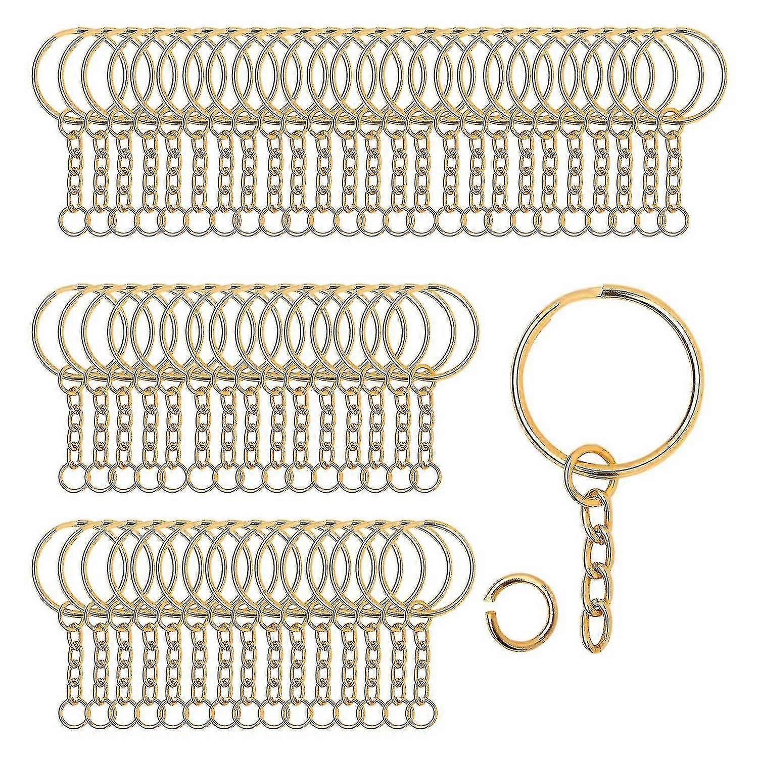 200 Pieces Metal Split Key Rings With Chain And Open Jump Rings