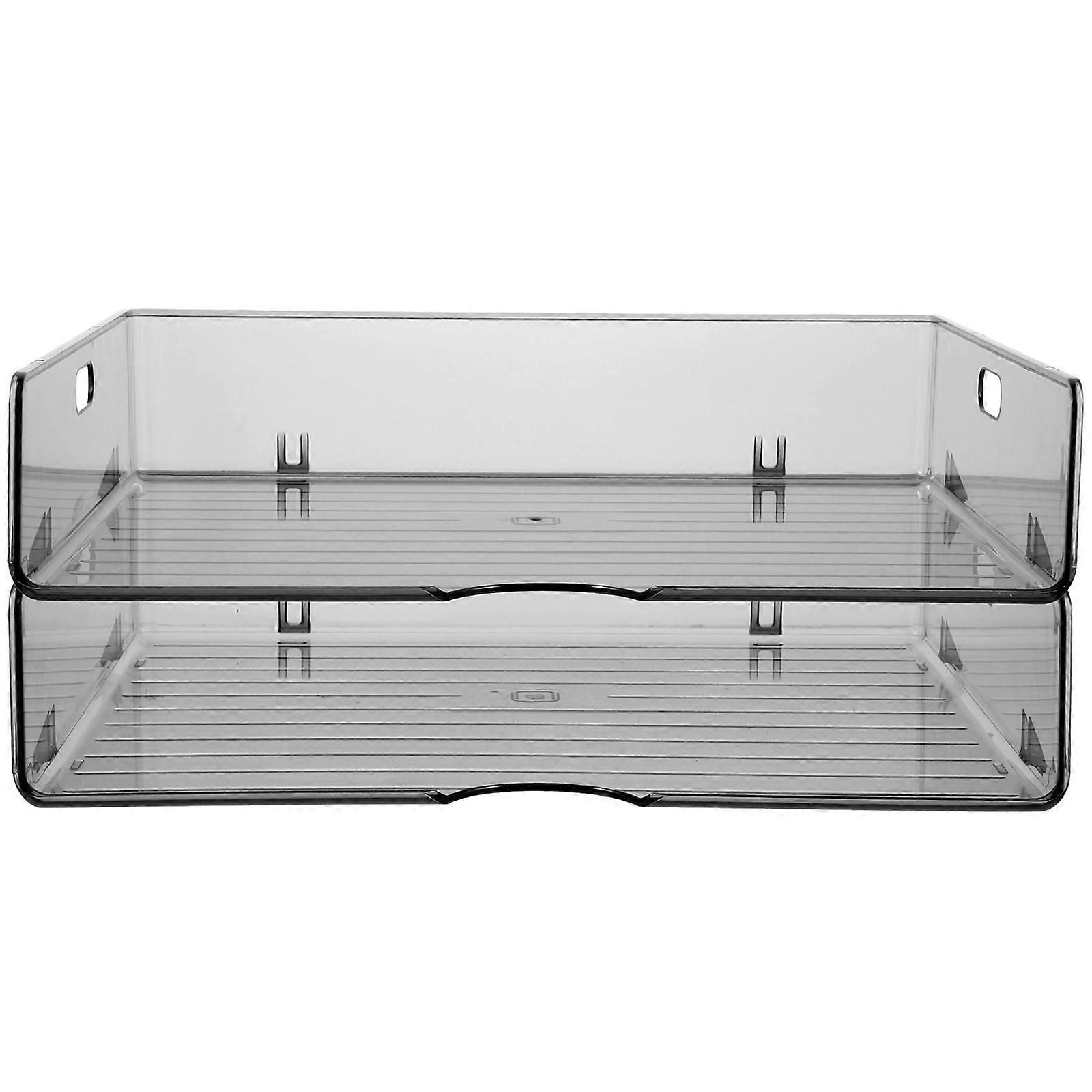 2pcs Household Stackable Desktop Paper File Storage Holder Document Letter File Drawers