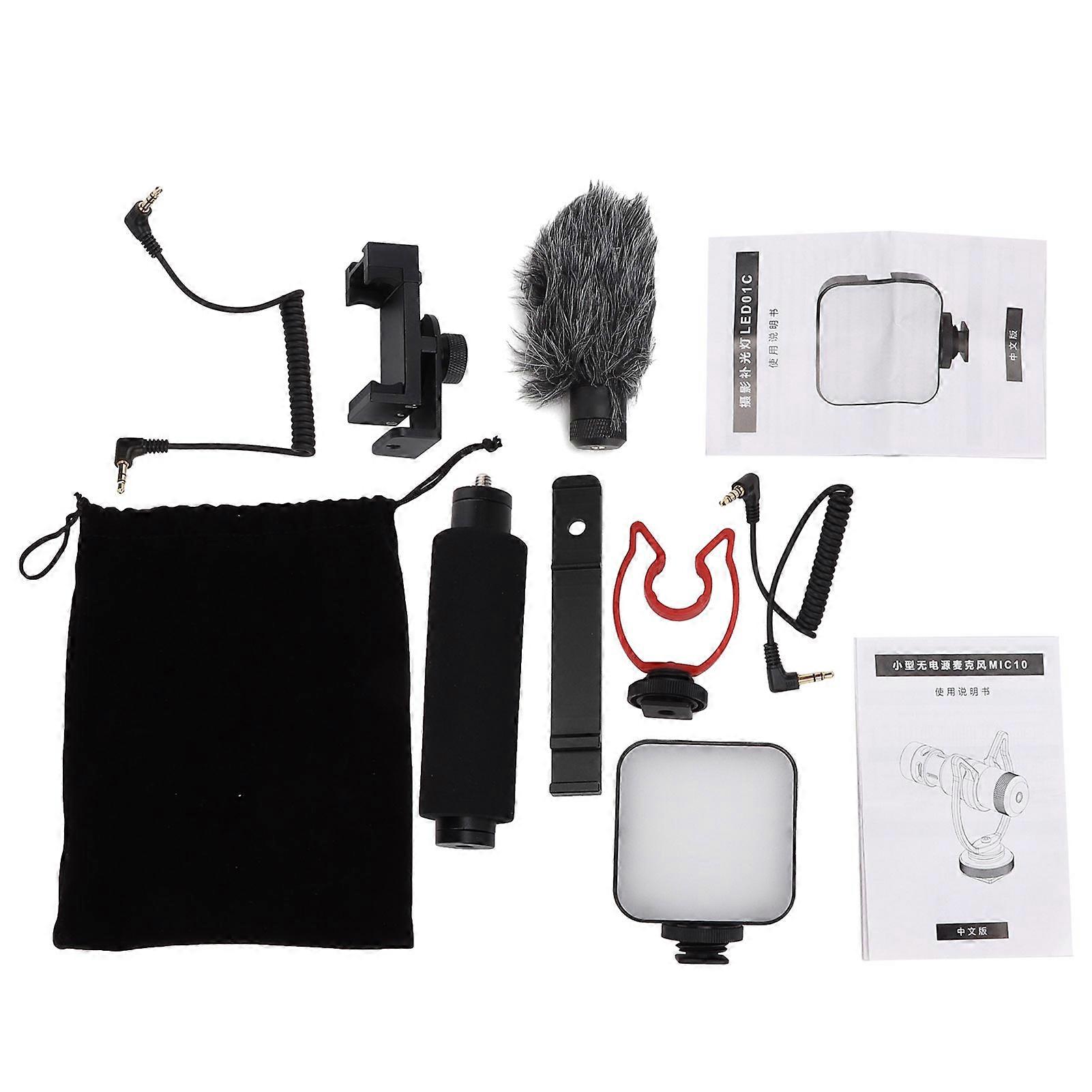 Yelangu Smartphone Vlogging Hand Grip Set Video Recording Holder Handle Stabilizer With Microphone