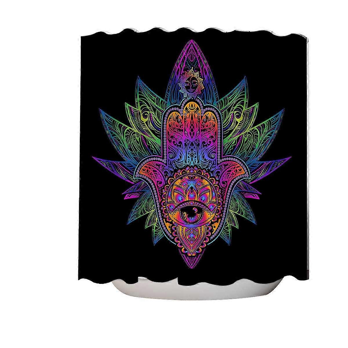 Retro Colorful Hamsa Hand Shower Curtain