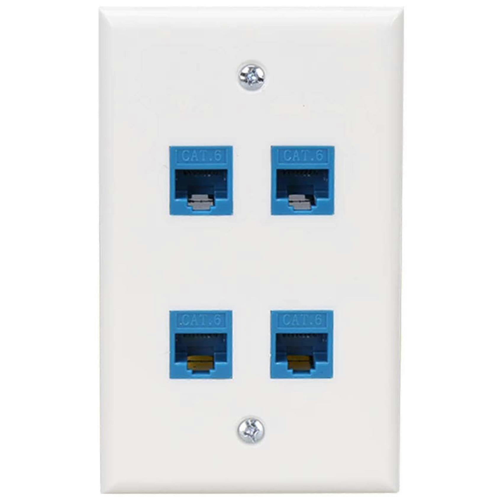 Placa de pared Ethernet de 4 puertos hembra-hembra compatible con Cat7/6/6E/5/5E Dev_Sep