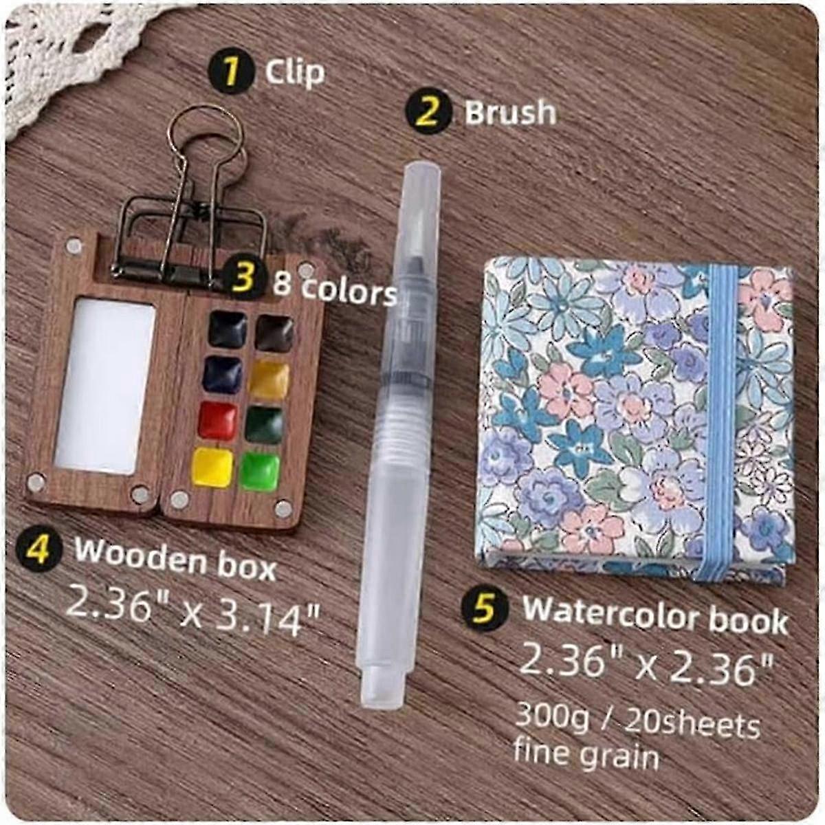 Mini Kit Aquarelle De Voyage Zidoley - Palette 15 Cases + Carnet + Pince - Portable (sans Peinture) - Pour Débutants Et Croquis Extérieur