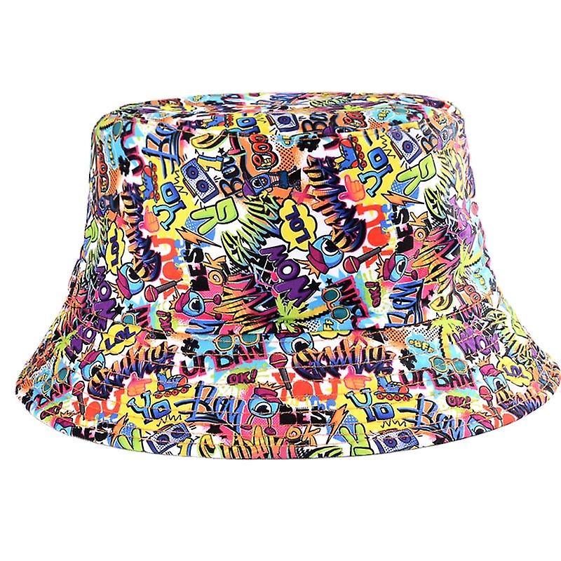 Sommar Tecknade Graffiti Bucket Hat För Kvinnor Män Utomhus Vikbar Bob Fisherman Hatt Flickor Pojkar Gorros Panama Esun Hatt