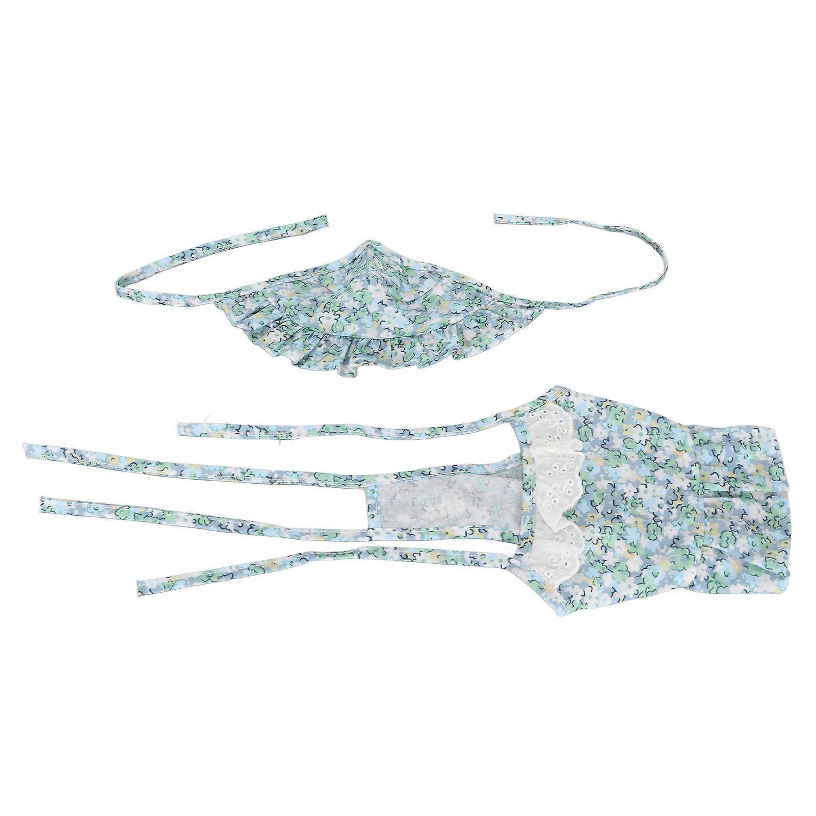 ペット用日焼け防止ドレス ファッション サスペンダー 花柄 プリンセススカートスーツ 帽子付き 犬猫用 M