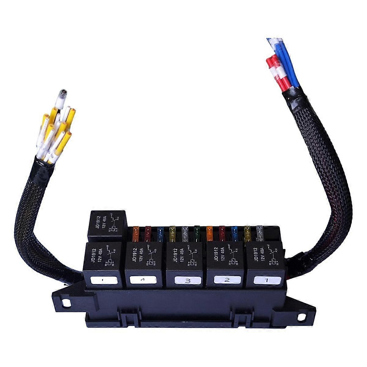 Fuse Relay Box Pre-Wired Fuse and Relay Box with 6 Relays and 11 Way ATC/ Relay Fuse Box for Automo