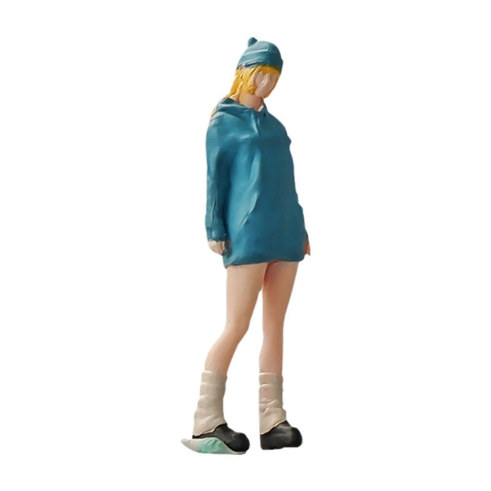 1:64 Scale Girl Figure Train Railway Desktop Ornament Layout Resin Figurine