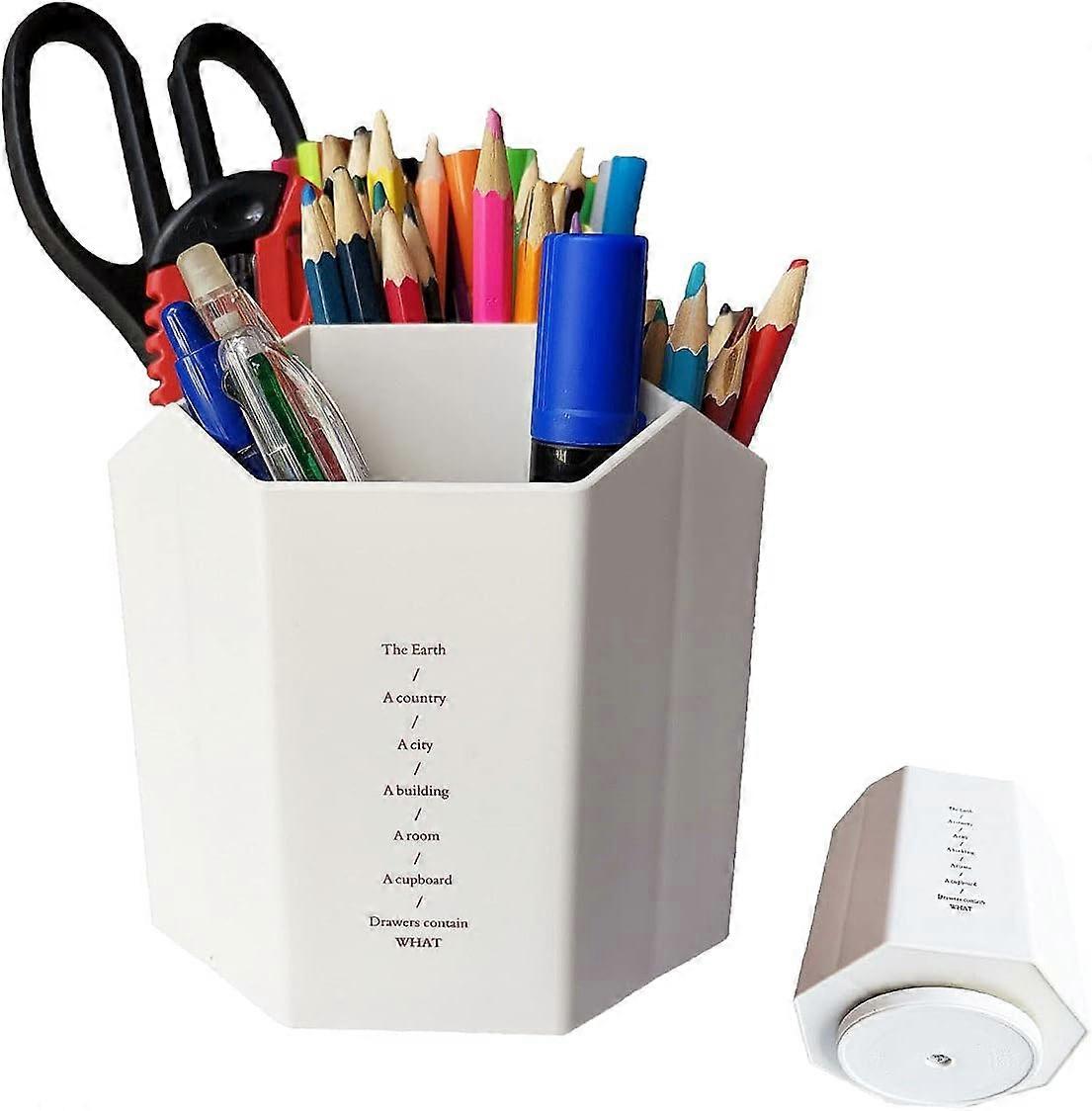 Organiseur Bureau, Pot  Crayon, Pot Crayon Bureau, Bureau  domicile cole crayon stylo maquillage brosse support organisateur de stockage (Blanc)