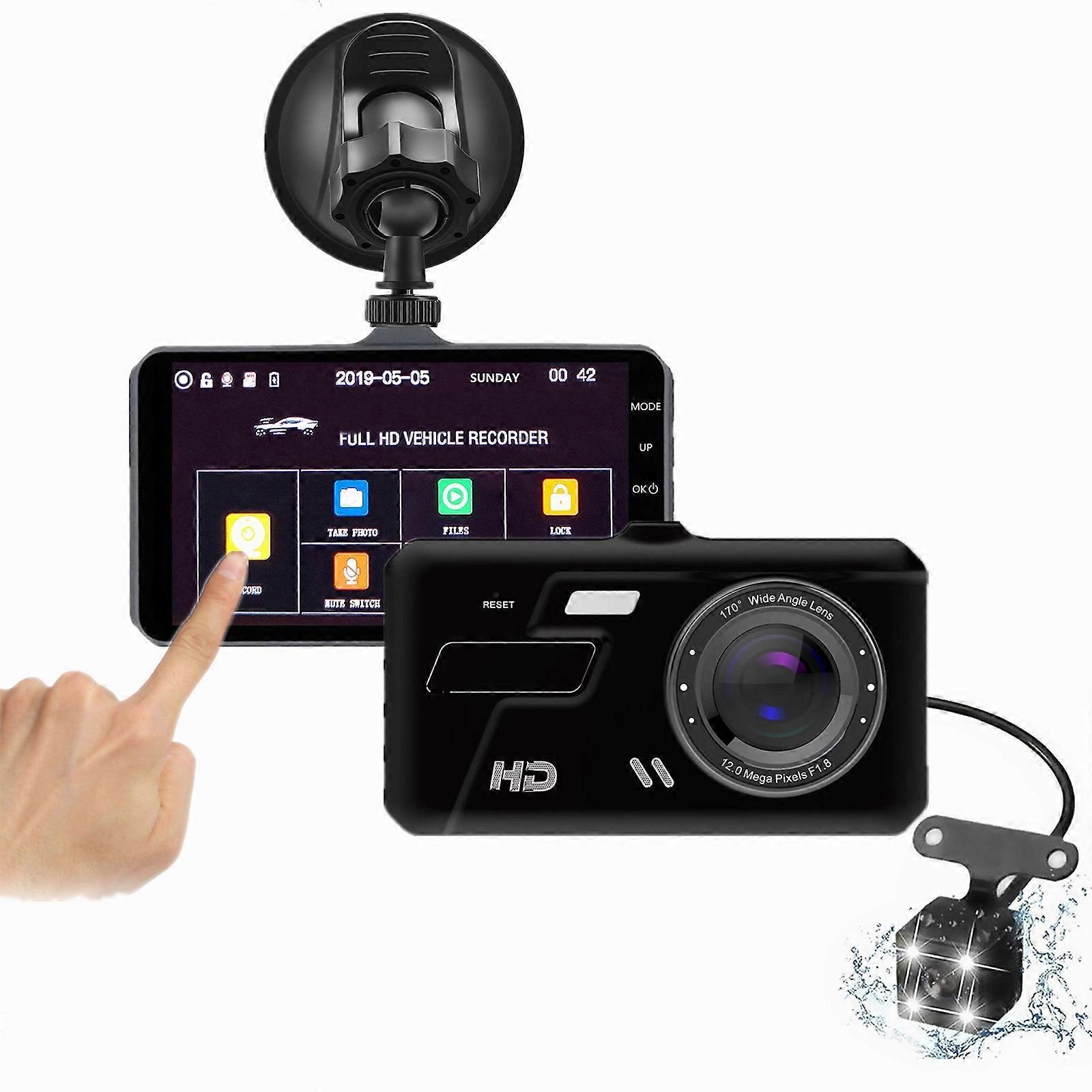 Auto per Touch Screen Telecamera Retrovisore Dash DVR Cam Doppia Lente Videoregistratore Rever