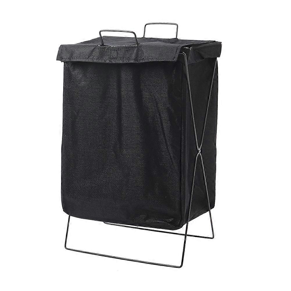 Folding Fabric Laundry Basket Hamper 35x25x58.5cm Black