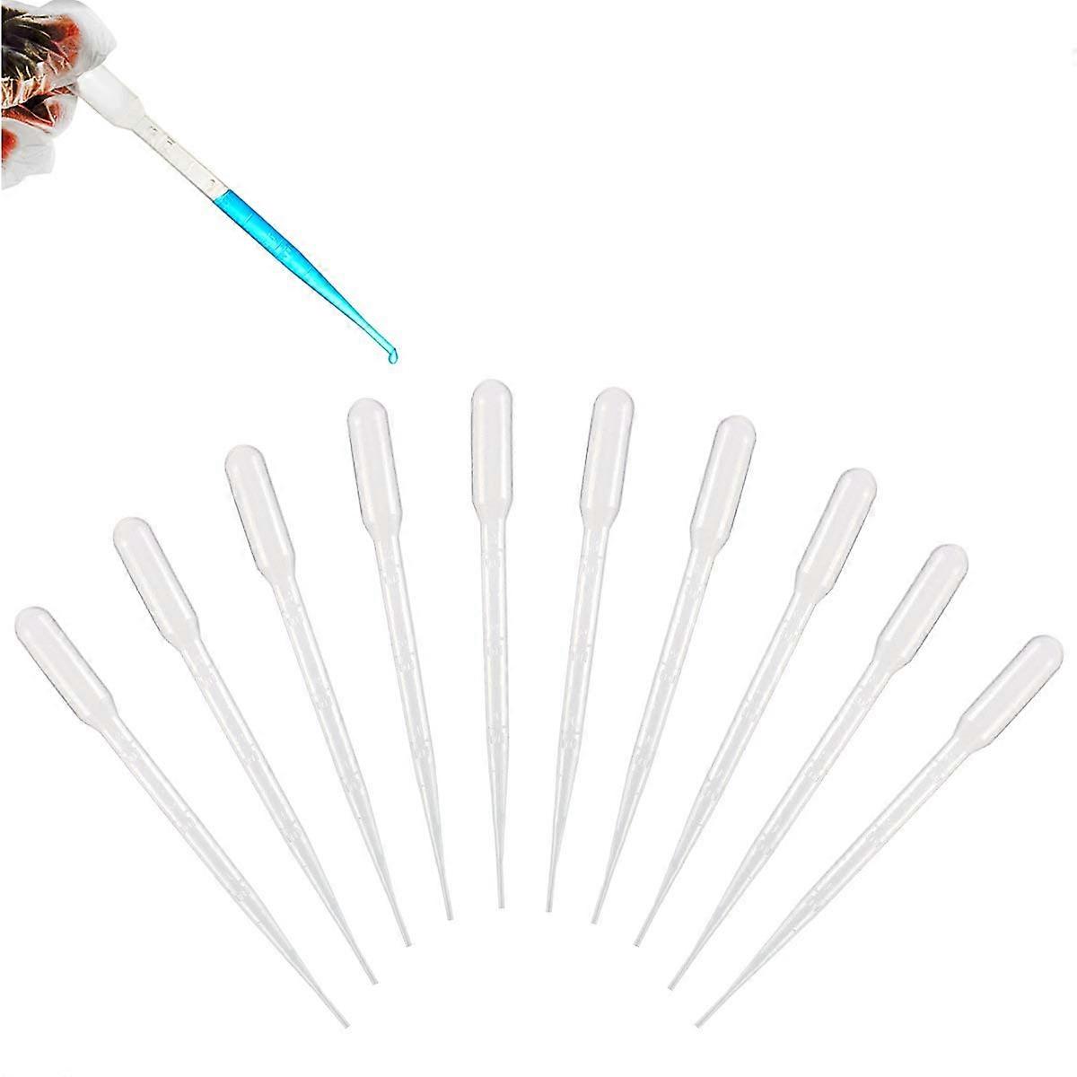 100 Plastic Disposable Transfer Pipettes - 3ml Plastic Calibrated Gradient Eye Droppers