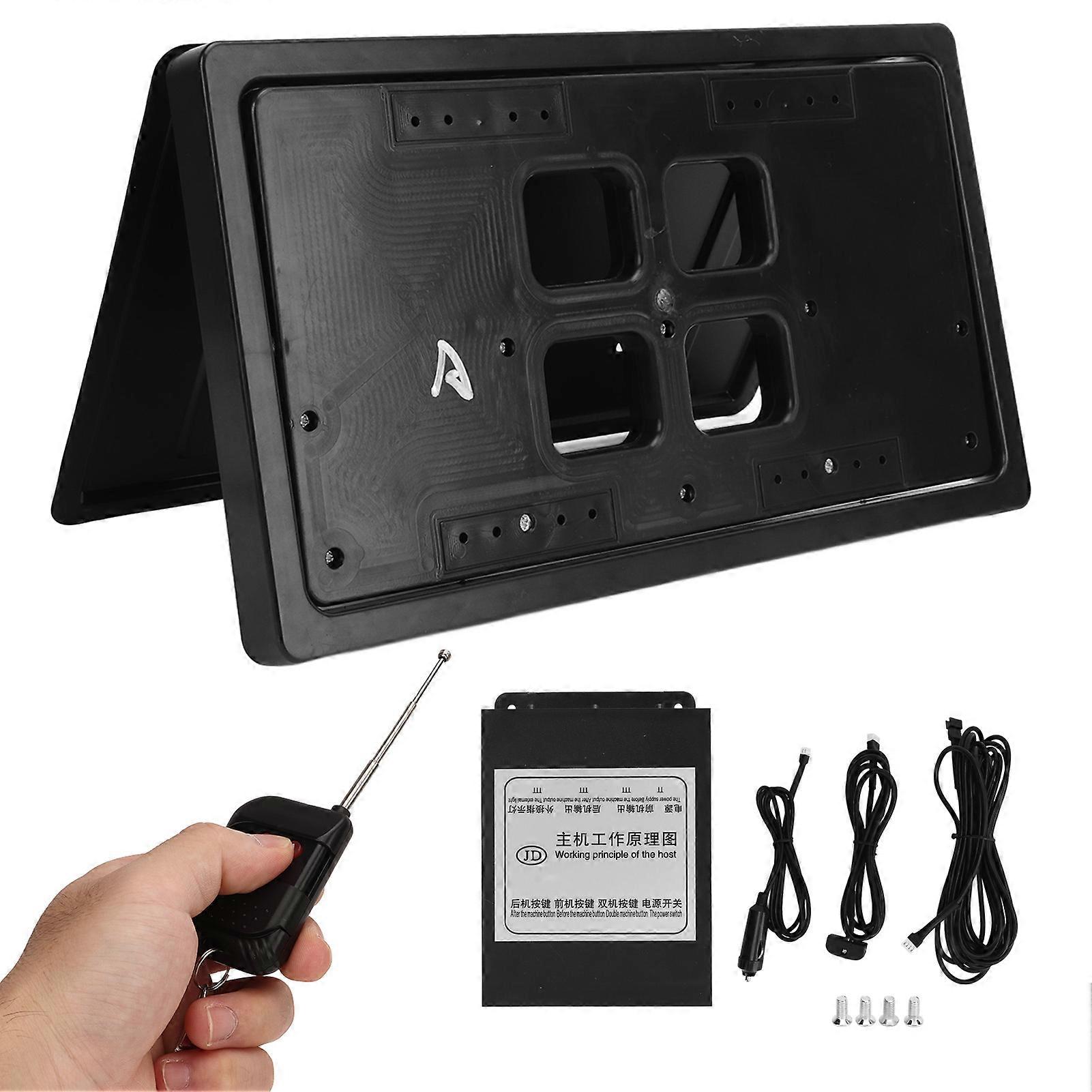 Auto Car License Plate Reversible Electric License Plate Frame Bracket with Remote Control for US Standard Vehicle