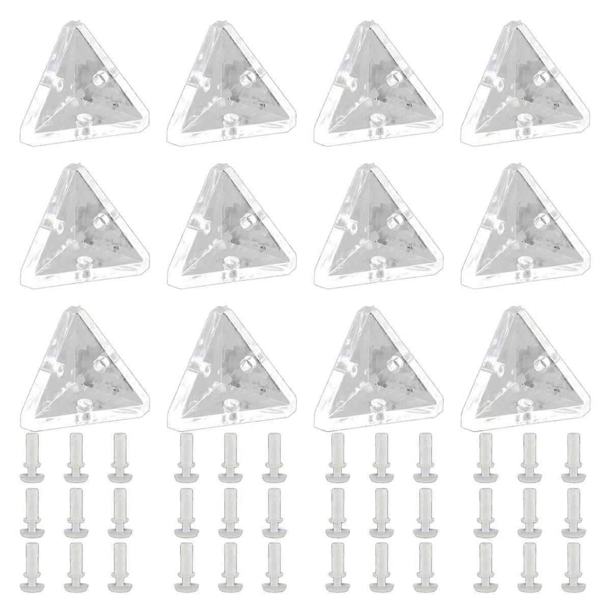 12Pcs Acrylic Brackets with Semitransparent Screws Clear 3-Hole Right Joint Brace Brackets