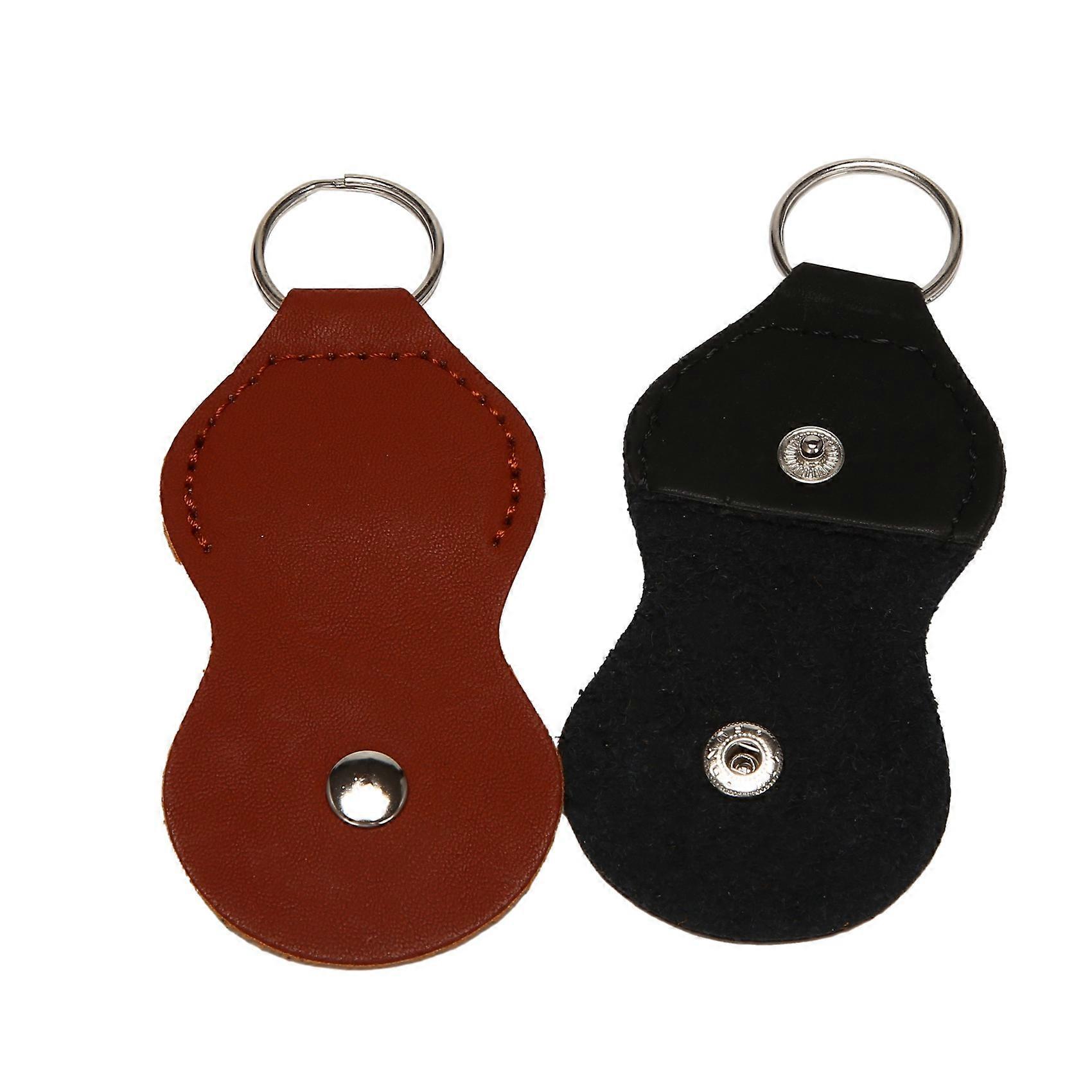 Guitar Holder Case - Leather Plectrum Key Cases Bag (2 Pack - black,brown)