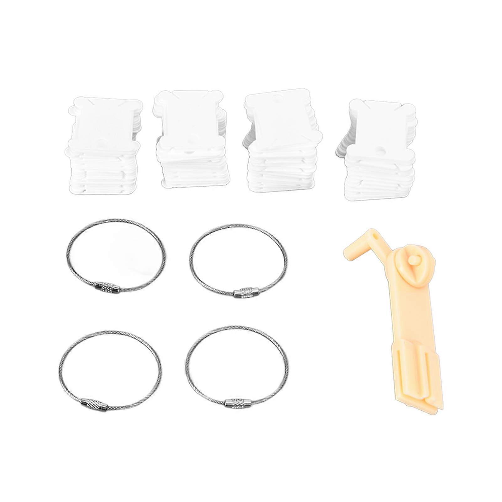 120pcs Plastic Floss Bobbins White Convenient Embroidery Thread Organizer with Manual Winding Machine Holding Rings