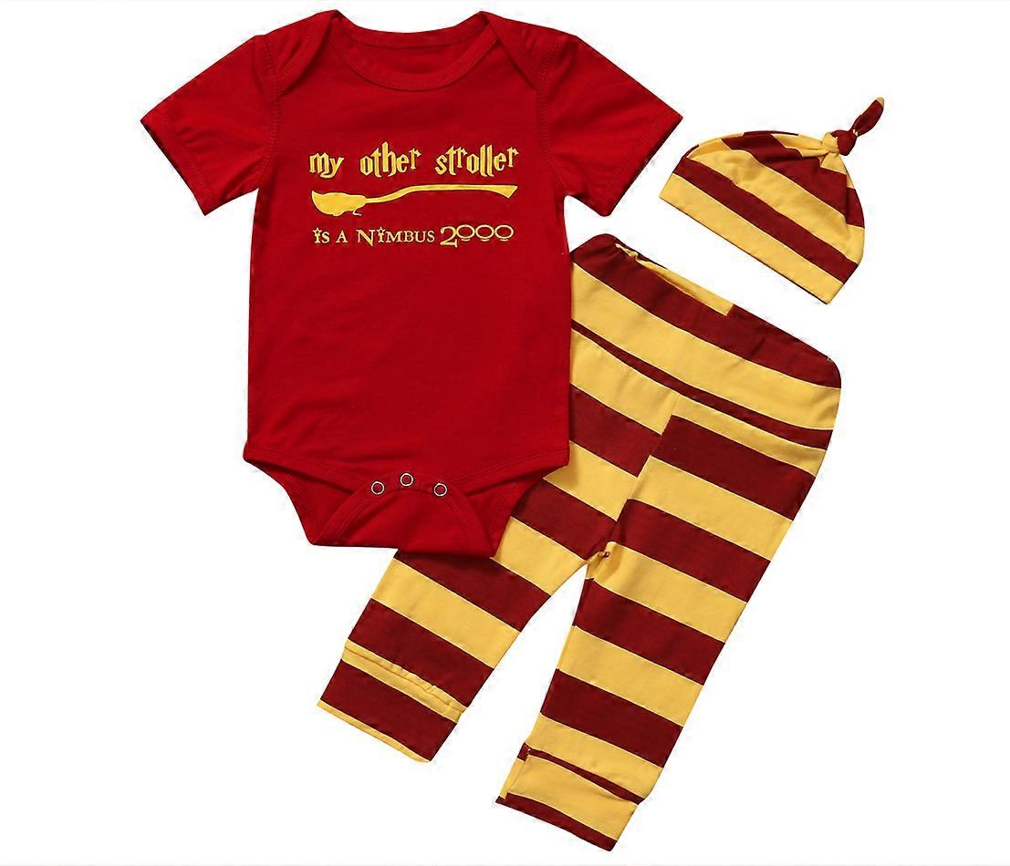 Nyfödd Baby Pojke Flicka Kläder Set 2021 Sommar Liten trollkarl har anlänt Romper + Byxor + Hatt 3PCS Spädbarn Kläder Kläder