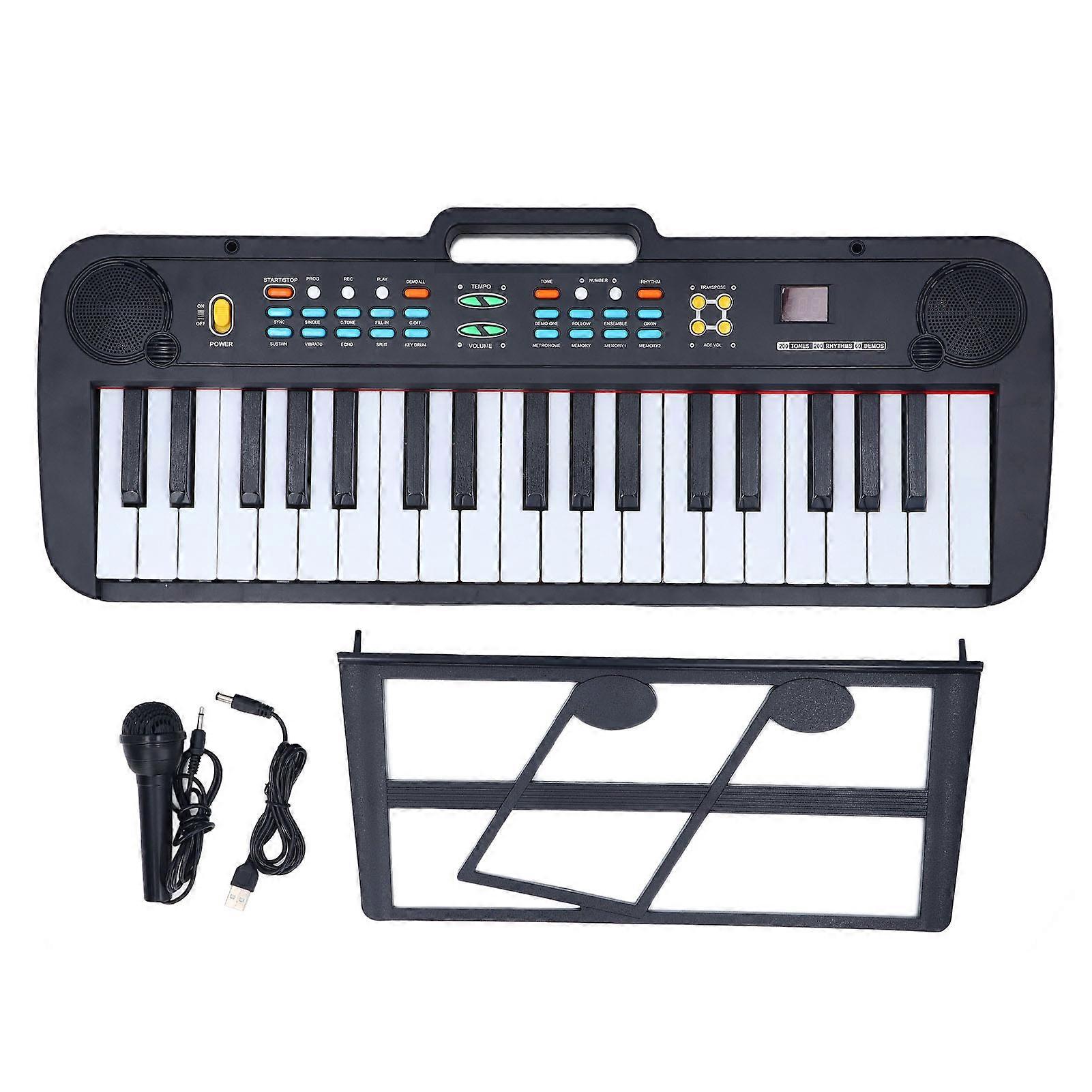 37 Key Keyboard Piano with Sheet Music Stand USB Cable LED Display 200 Sound Tones Electronic Keyboards Musical Instrument for Beginners