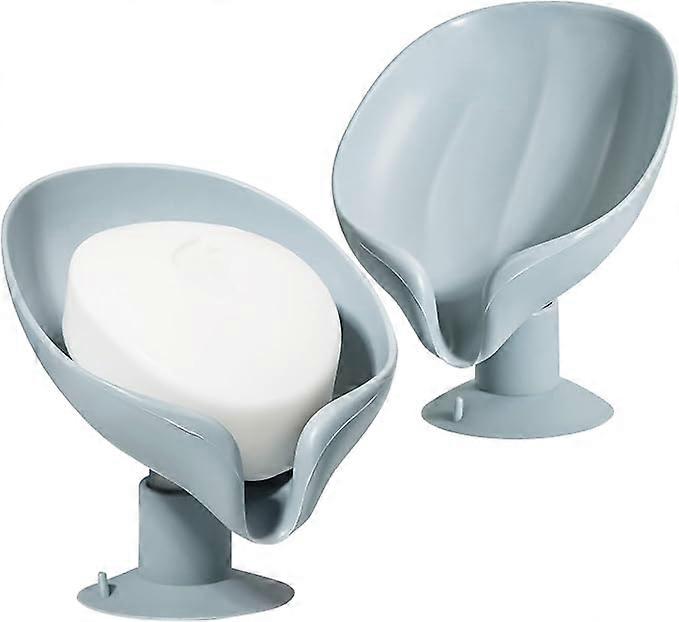 Soap Holder Soap Dish Self Draining Soap Holder, Bar Soap Holder,Leaf Shape Soap Holder Soap Saver, Keep Soap Bars Dry Clean Gray 2 PCS 10.5*13*8.5cm