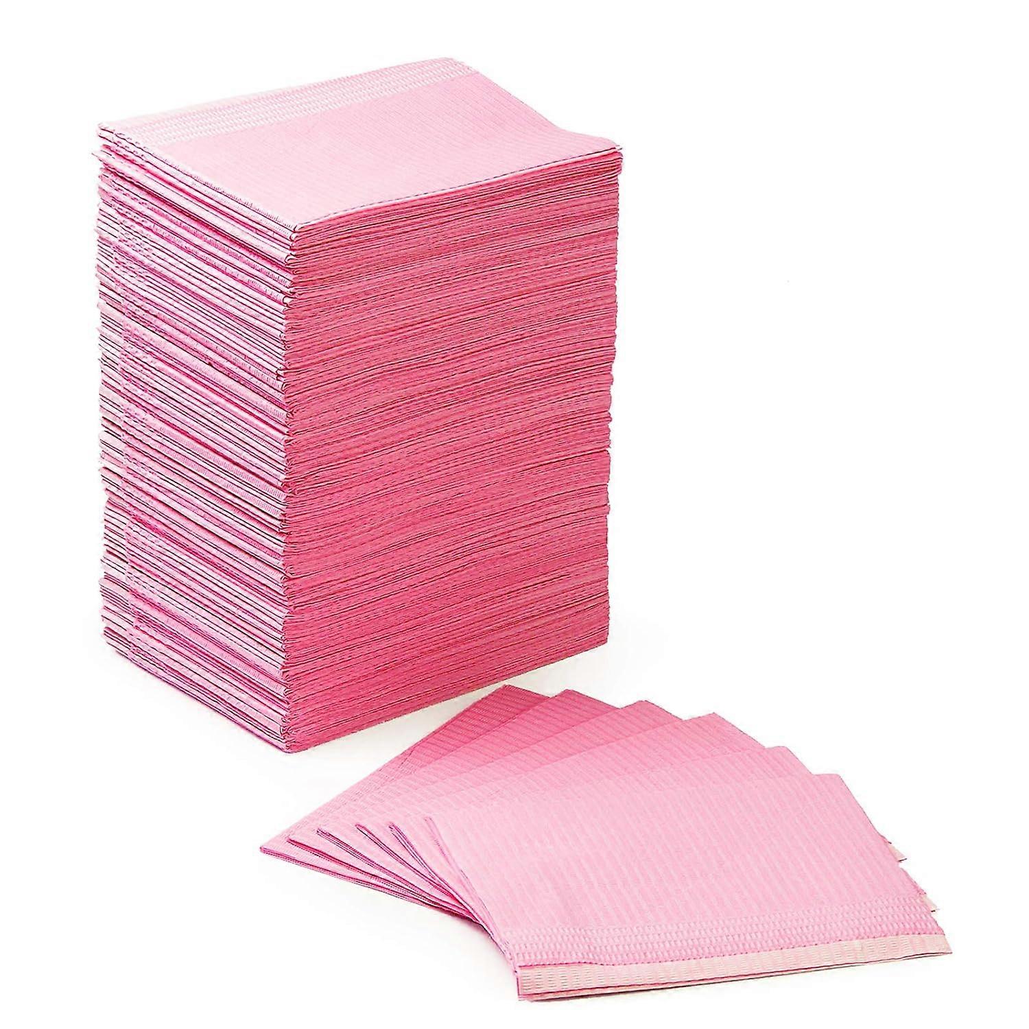 125 Pack Dental Bibs, Pink Dental Bibs Disposable for Dental Tattoo Nail Medical Tray Covers 13" x 18"