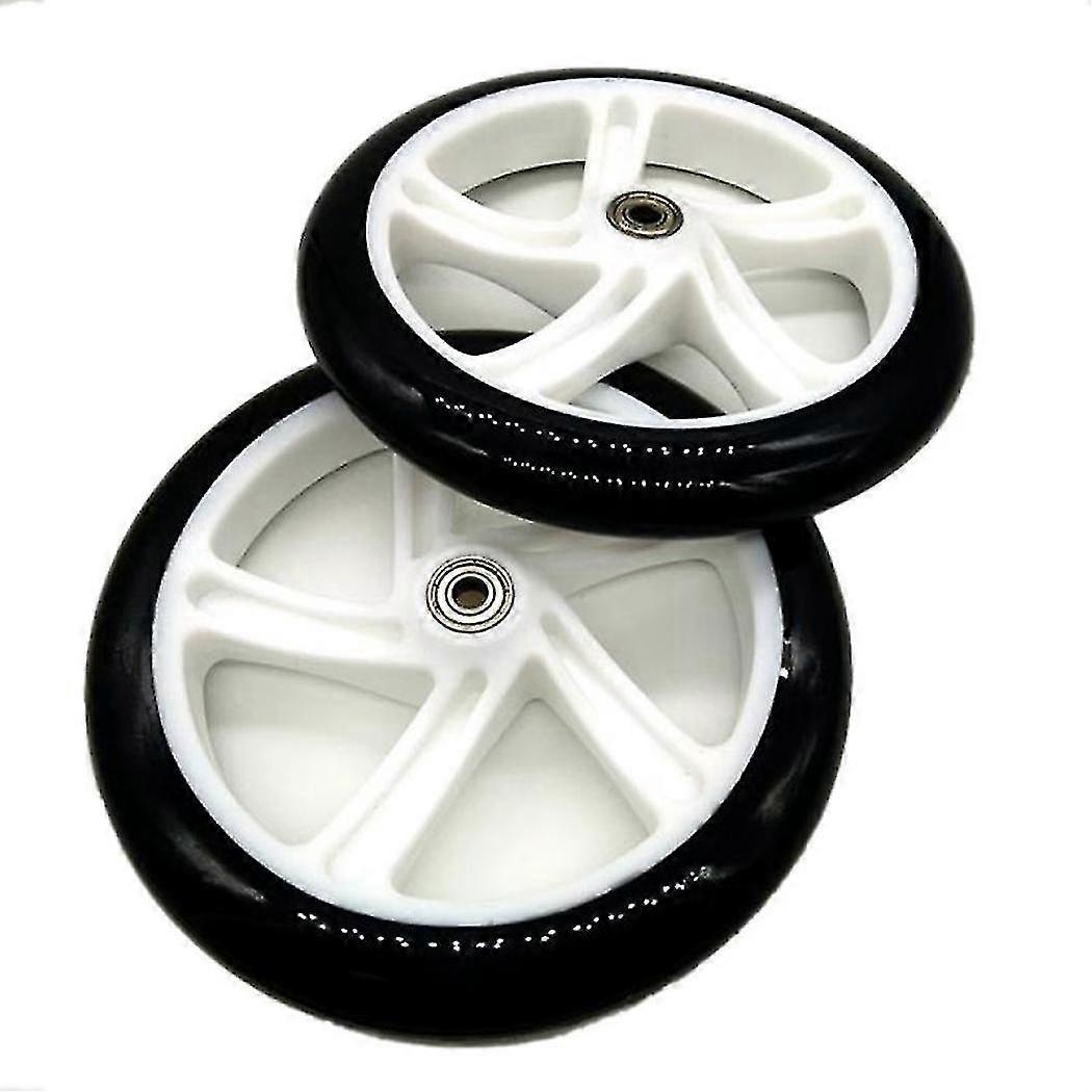 2 Pieces Scooter Wheel 200 Mm Pu Material Wheel Thickness,white