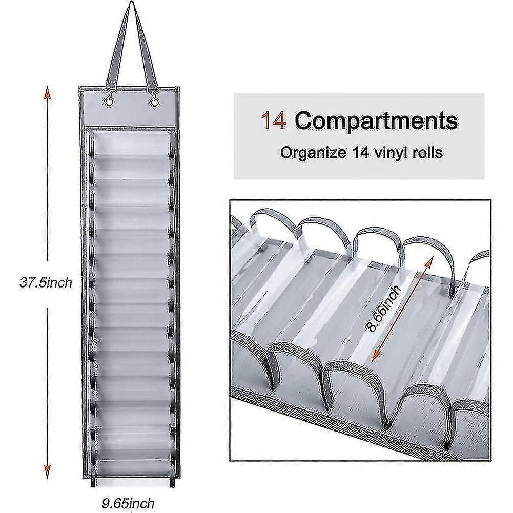 Vinyl Roll Rack, Vinyl Roll Storage Rack 14 Compartments, 2pcs