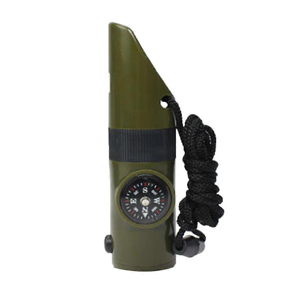 Kaesi 7 in 1 Outdoor SOS Survival Whistle with Compass Thermometer LED Magnifier Tools