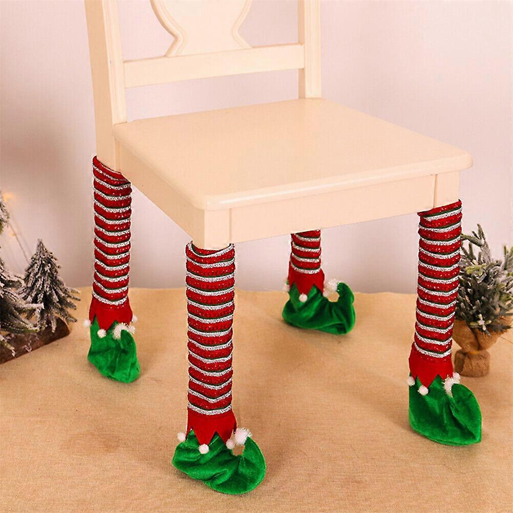 1/4PCS Christmas Chair Leg Covers Elf Stocking Xmas Party Decor