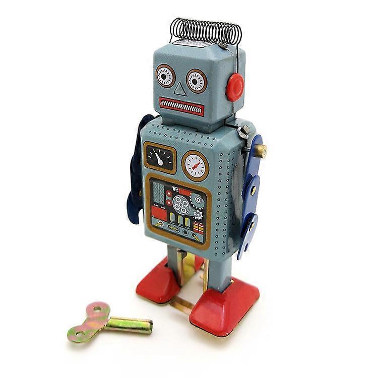 Wind Up Vintage Robot Table Desk Decoration Classic Retro Clockwork Spring for Collection, Gift, Decor