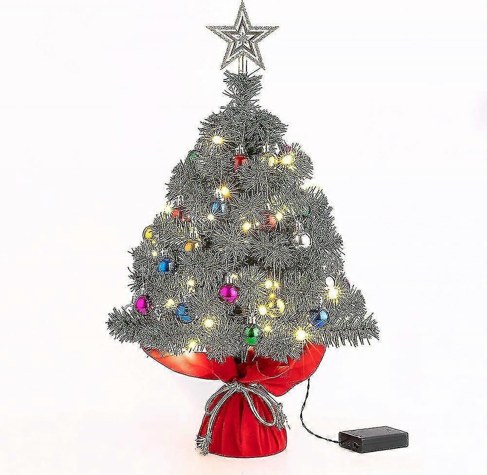 22-Zoll-Tisch-Weihnachtsbaum-Mini-knstlicher Weihnachtsbaum mit 30  LED-Lichtern und 24-teiliger Weihnachtskugel fr Tischschreibtisch der  klassischen Serie Holid | Fruugo DE