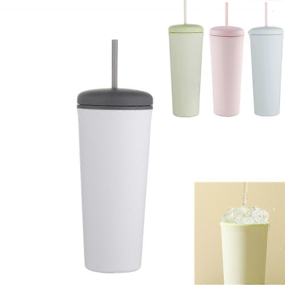 Simple Water Cup Student Portable Double-layer High Temperature Resistant Water Cup With Straw Large Capacity