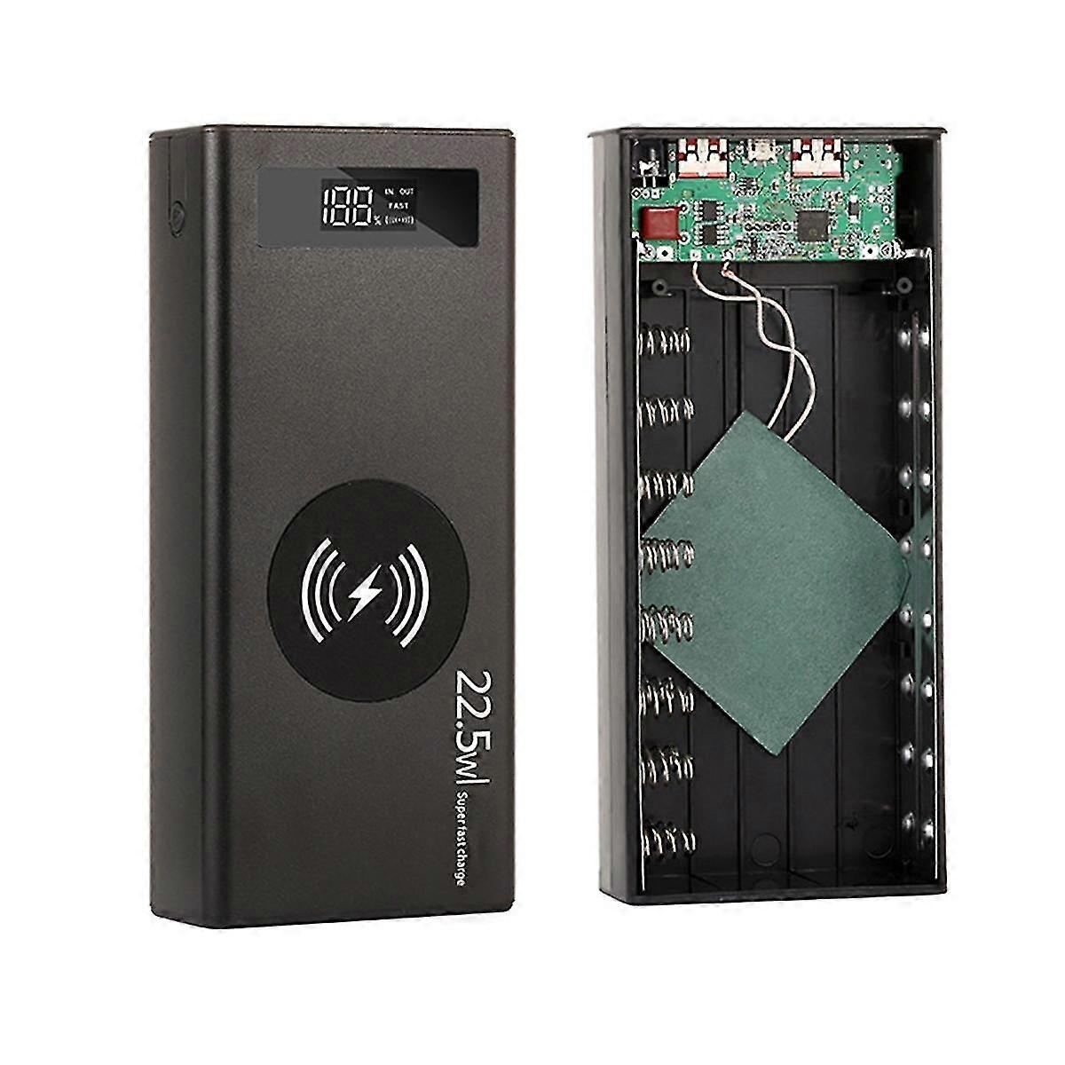 -capacity Charging Case Use 16 18650 Batteries Wireless Charging Mobile Power Diy No Battery