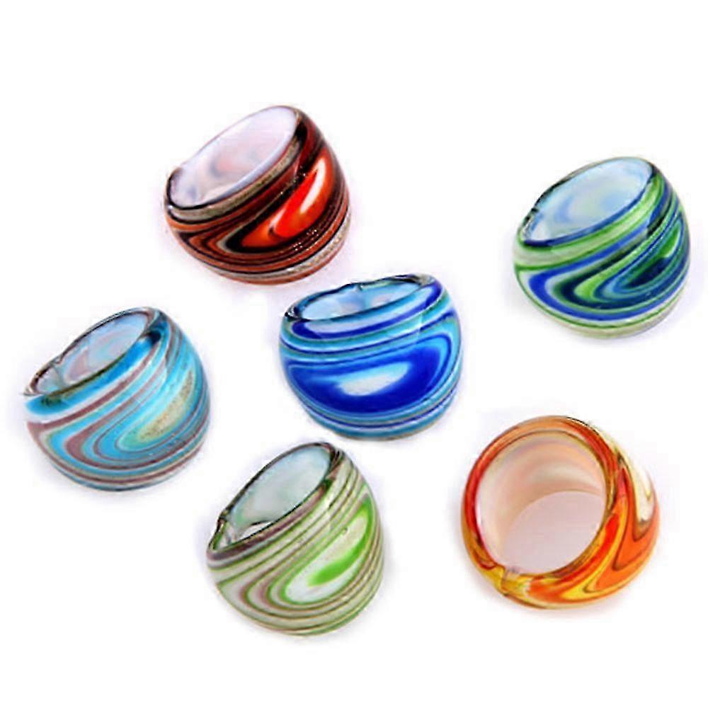 6 x lampwork szklane pierścienie opaskowe 17-19mm Multi Colors HOT