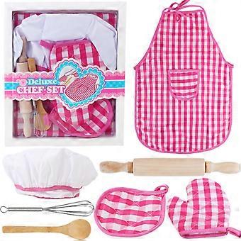 Chef-kok kostuum set voor kinderen grappig kookspel voor kinderen meisjes bakset -7-delige set kookspeelgoed