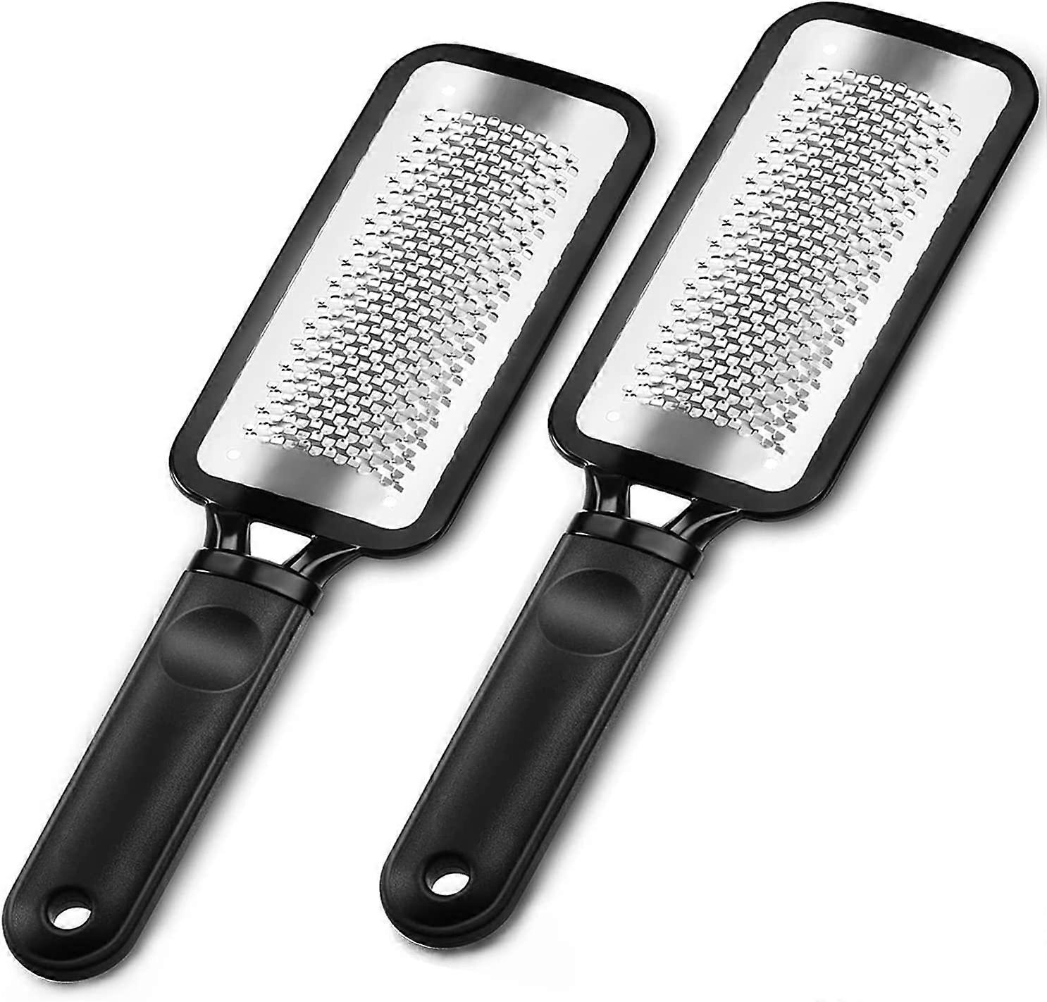 2 stainless steel pedicure callus remover to remove hard-skinned corns from dry and wet feet.