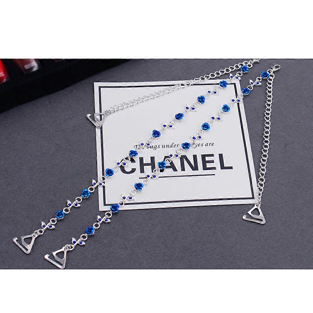 1PCS (blue roses on both shoulders) pairs of invisible non-slip adjustable bra straps