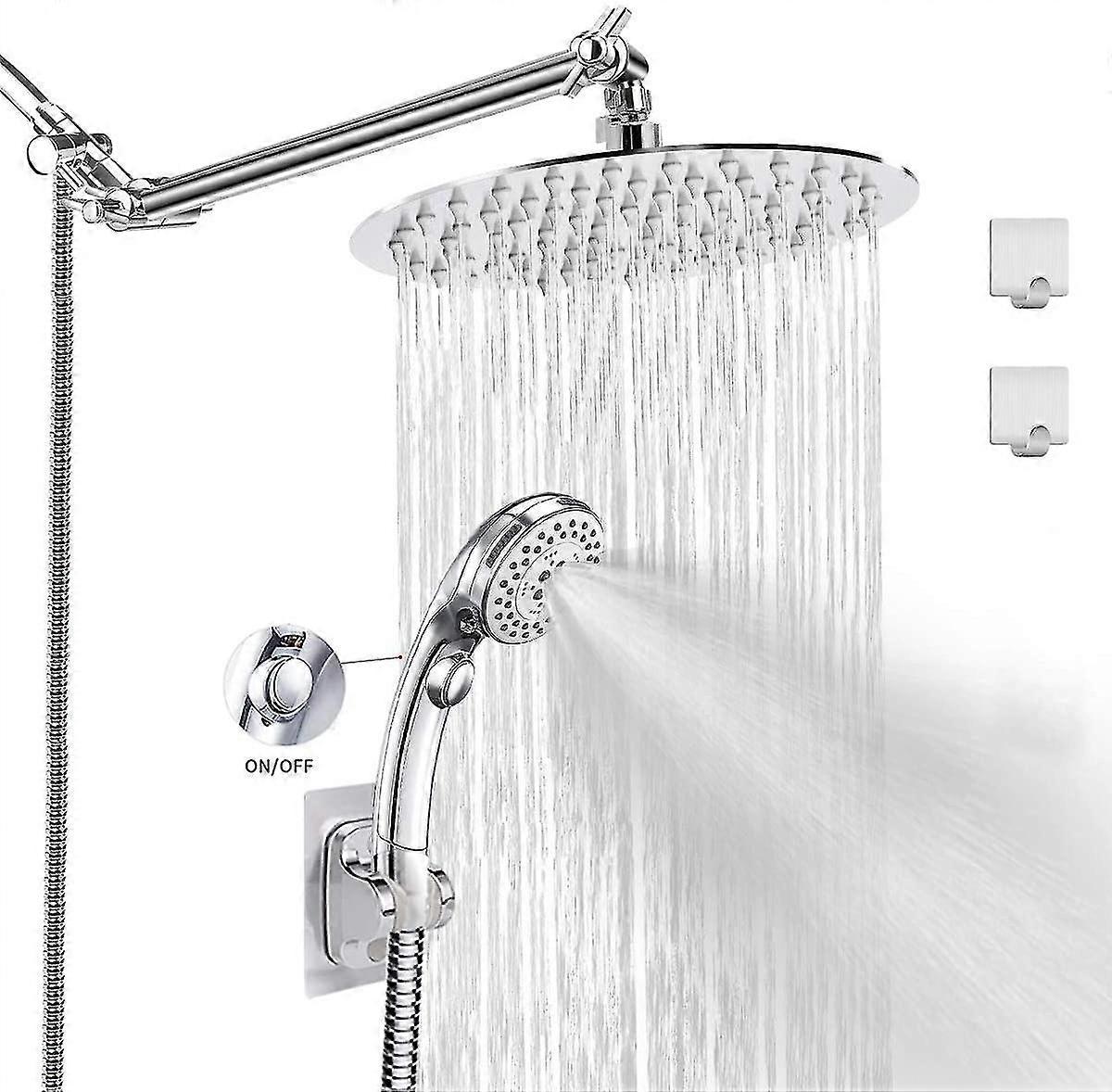 Stainless Steel Pressurized Top Spray Shower Set With Multi-Function Hand Shower