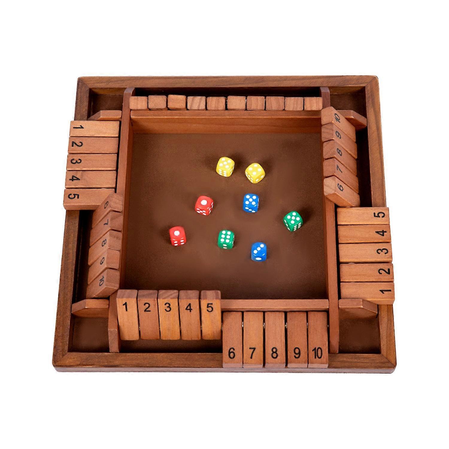 Shut The Box Board Game with 8 Dice 4-Way Educational Math Number Strategy Game 4 Players Kids