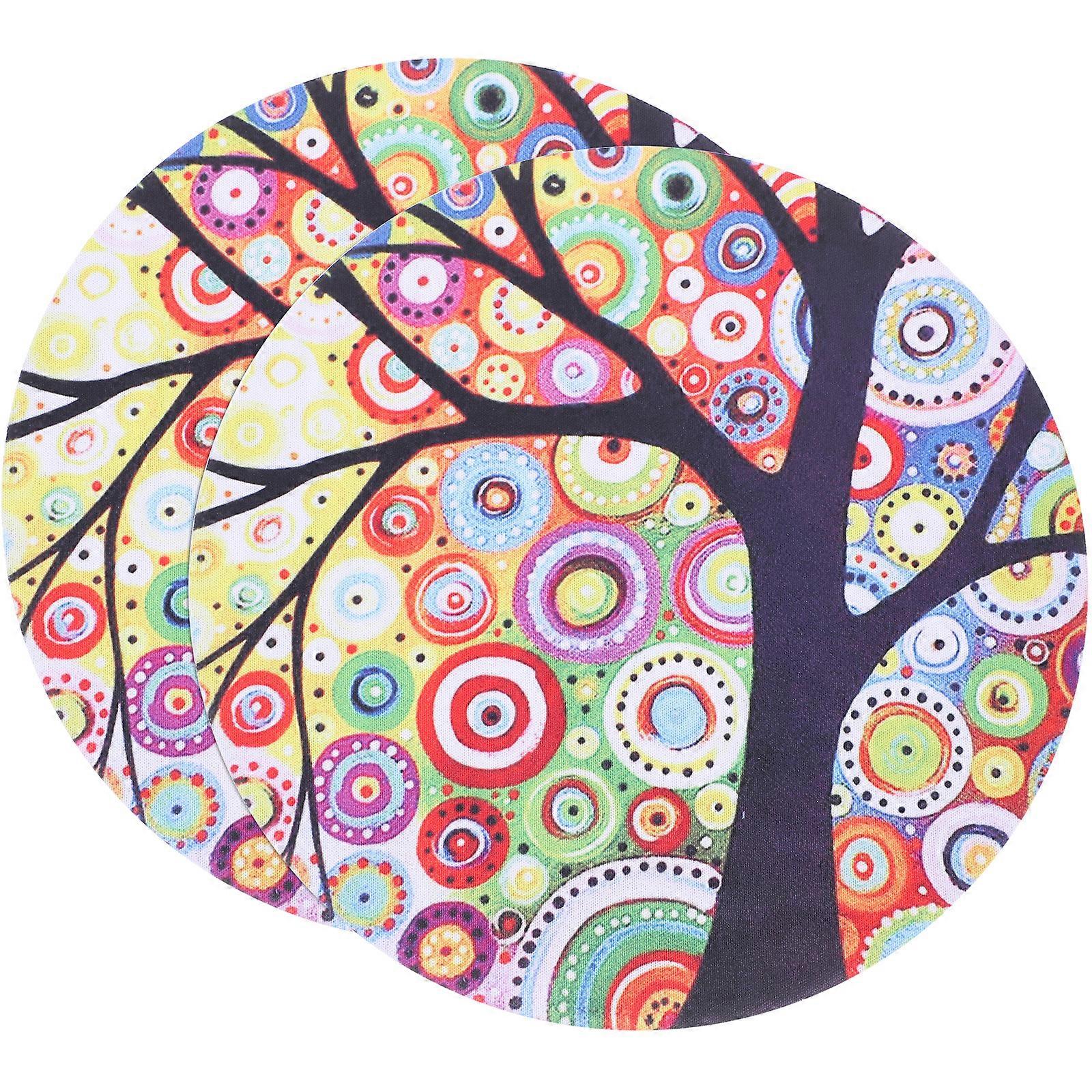 2pcs Mouse Pad Round Computer Mouse Mat Pattern Mousepad For Computer Laptop