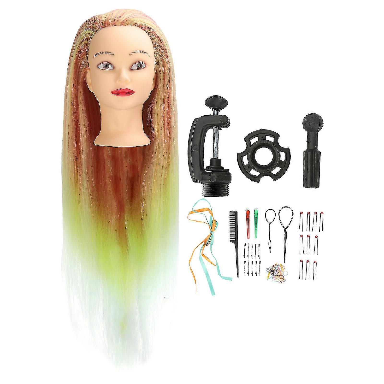 Lightweight Portable Hairdressing Training Model Mannequin Head with High Temperature Synthetic Hair