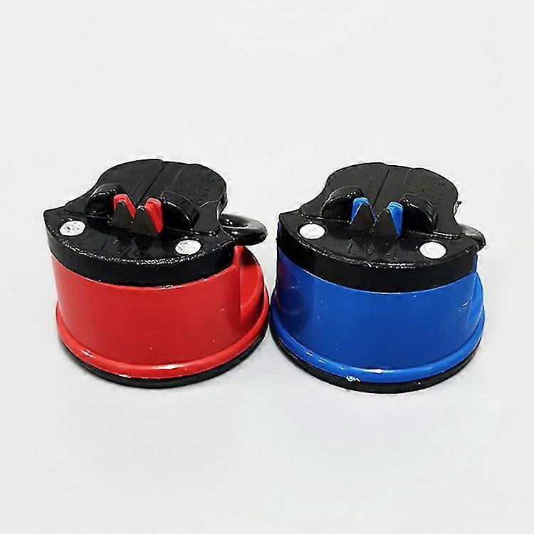 New Household Kitchen Fine Iron Sharpener Portable Suction Cup Positioning Sharpener Sharpening Stone 2 Pieces (red, Blue)